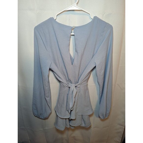 altar'd state Mini Allistair Romper Dress Size Small Light Blue Keyhole Back - Picture 9 of 16